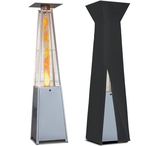 Lausaint Home Outdoor Patio Propane Heater for Outdoor Use, Pyramid Deck Heater with Cover & Wheels with 4500 btu Heat Power